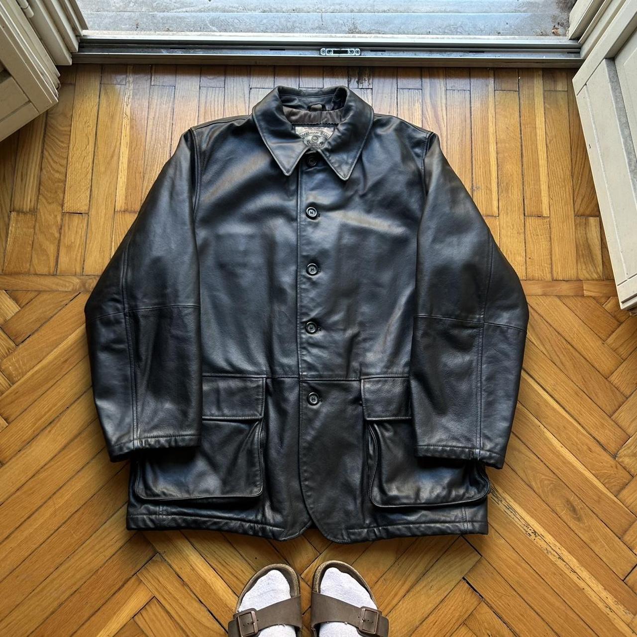 1990s Armani Jeans Leather Coat XL