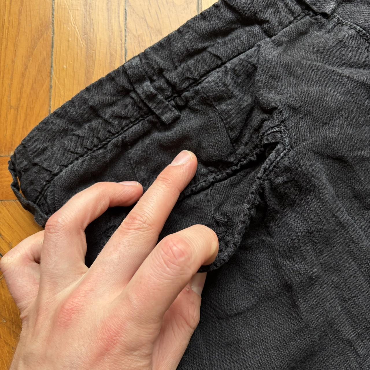 2000s Armani Jeans Linen Trousers Black 30W 30L