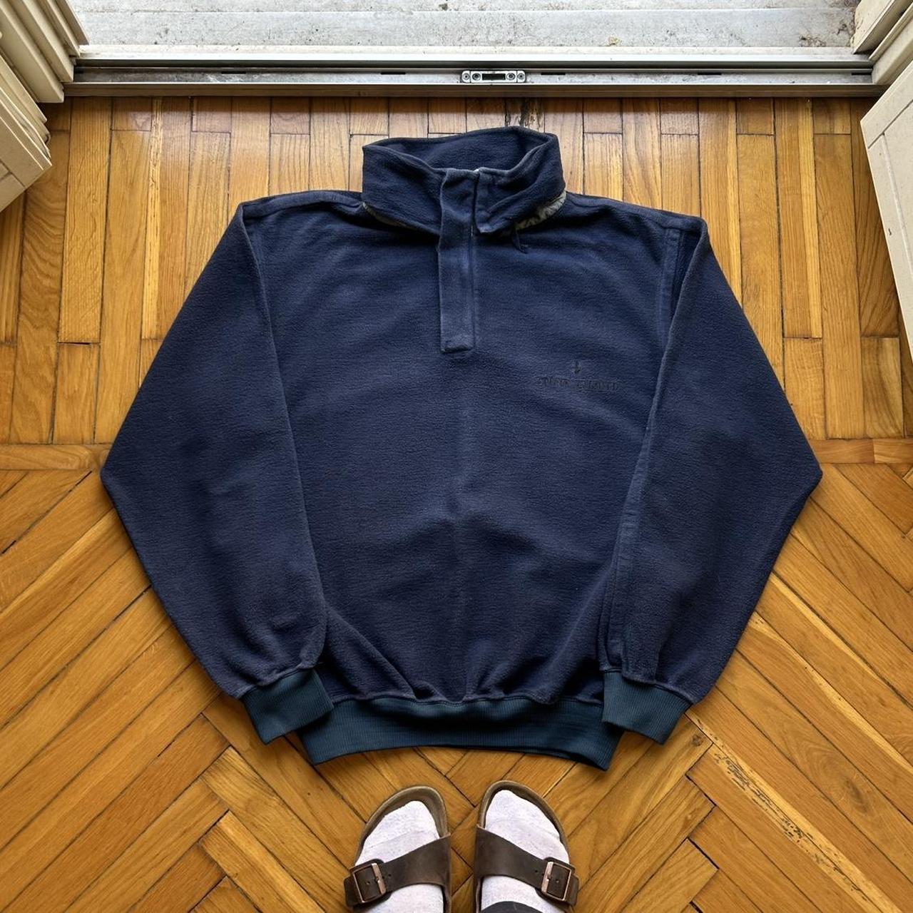 1980s Stone Island Fleece Hoodie Navy XL