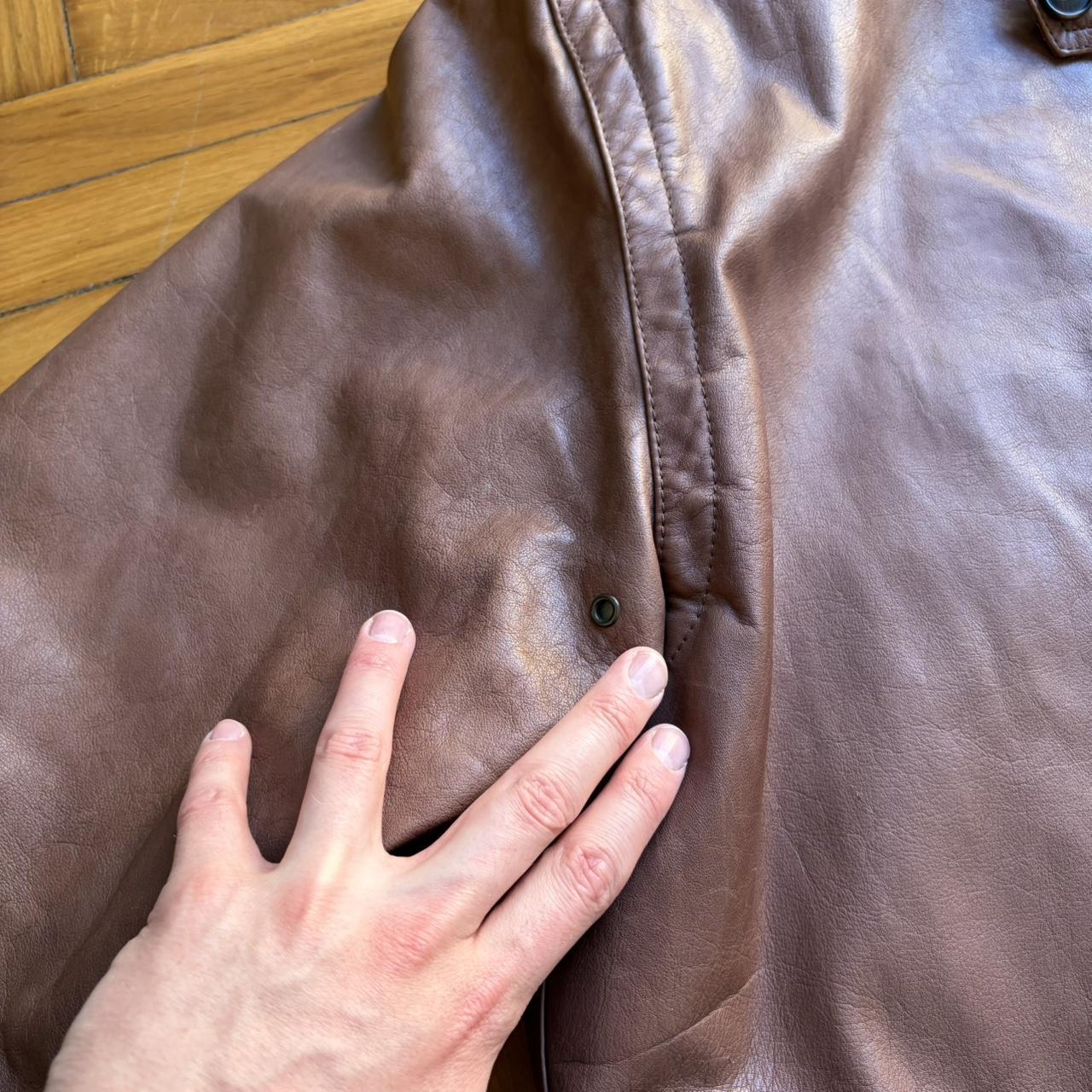 1980s Emporio Armani Leather Jacket Brown XL