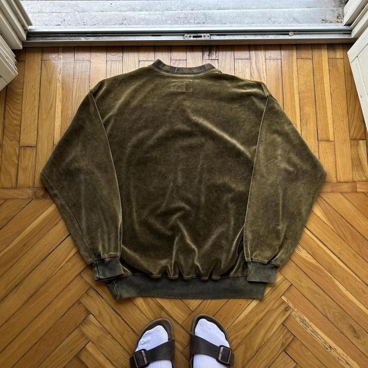1990s Armani Jeans Velour Sweatshirt Khaki L