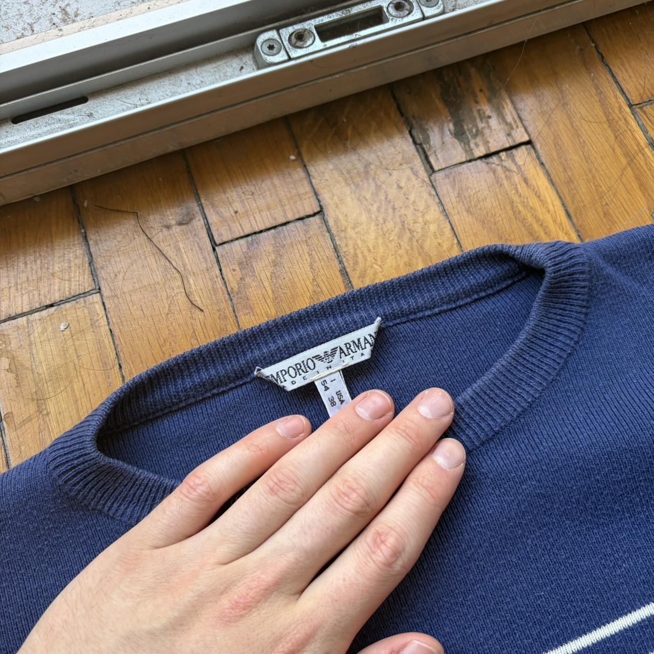 1990s Emporio Armani Knitted Jumper Blue M