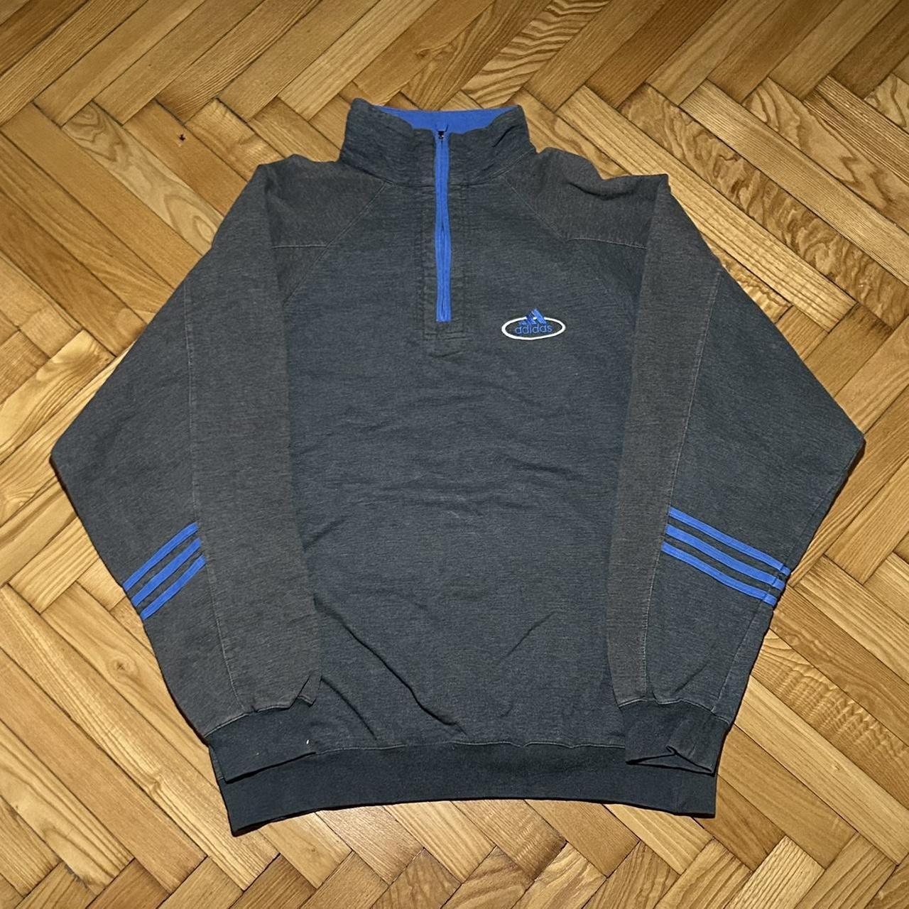 2000s Adidas Q Zip Sweatshirt Grey L