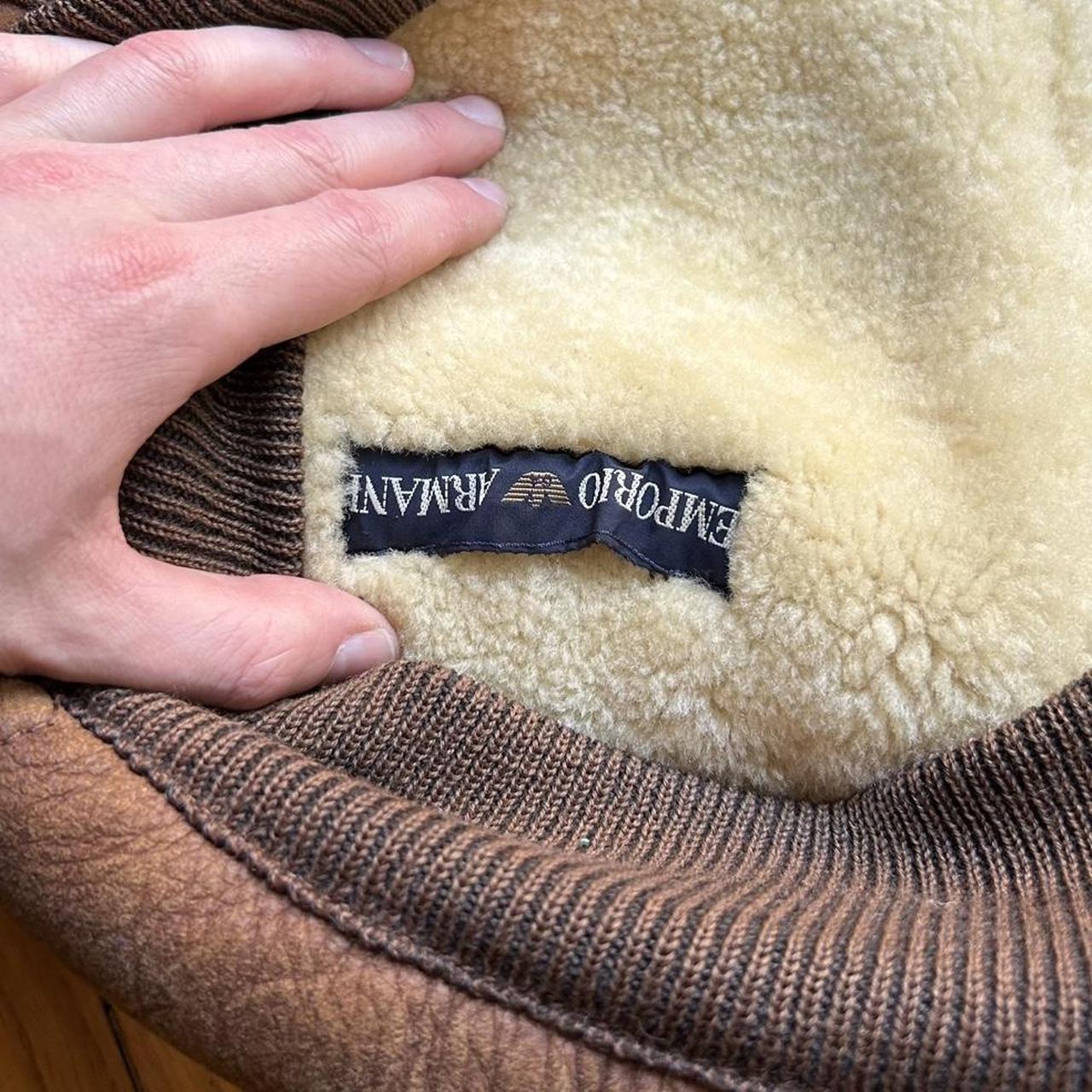 1980s Emporio Armani Leather Shearling Jacket L