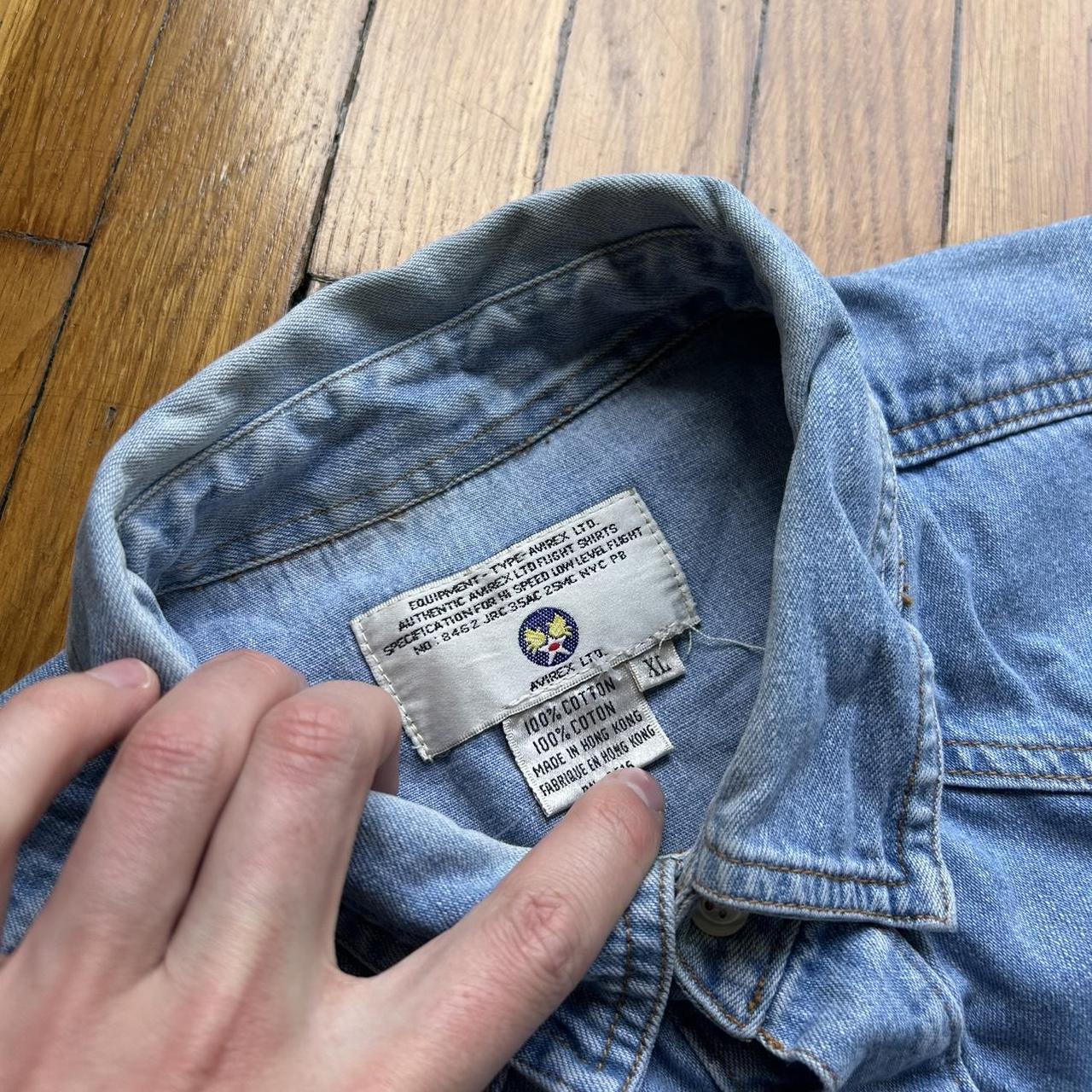 1990s Avirex Denim Shirt Blue XL