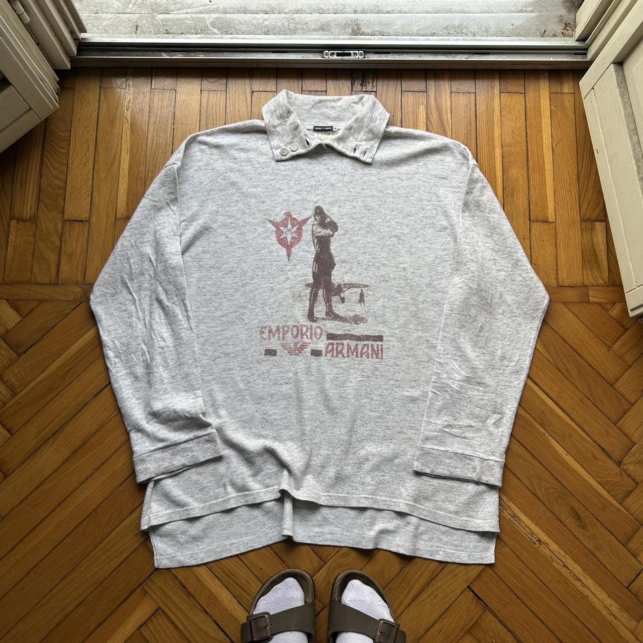 1980s Emporio Armani Graphic Sweatshirt Grey XL