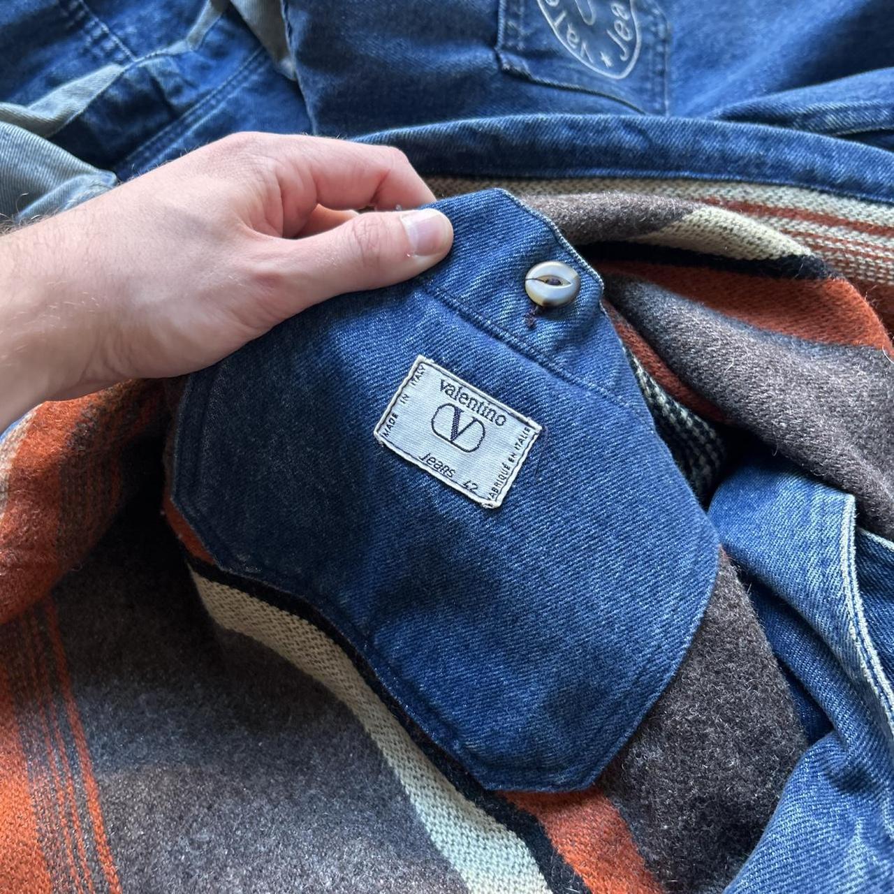 1990s Valentino Denim Duffle Coat Blue XL