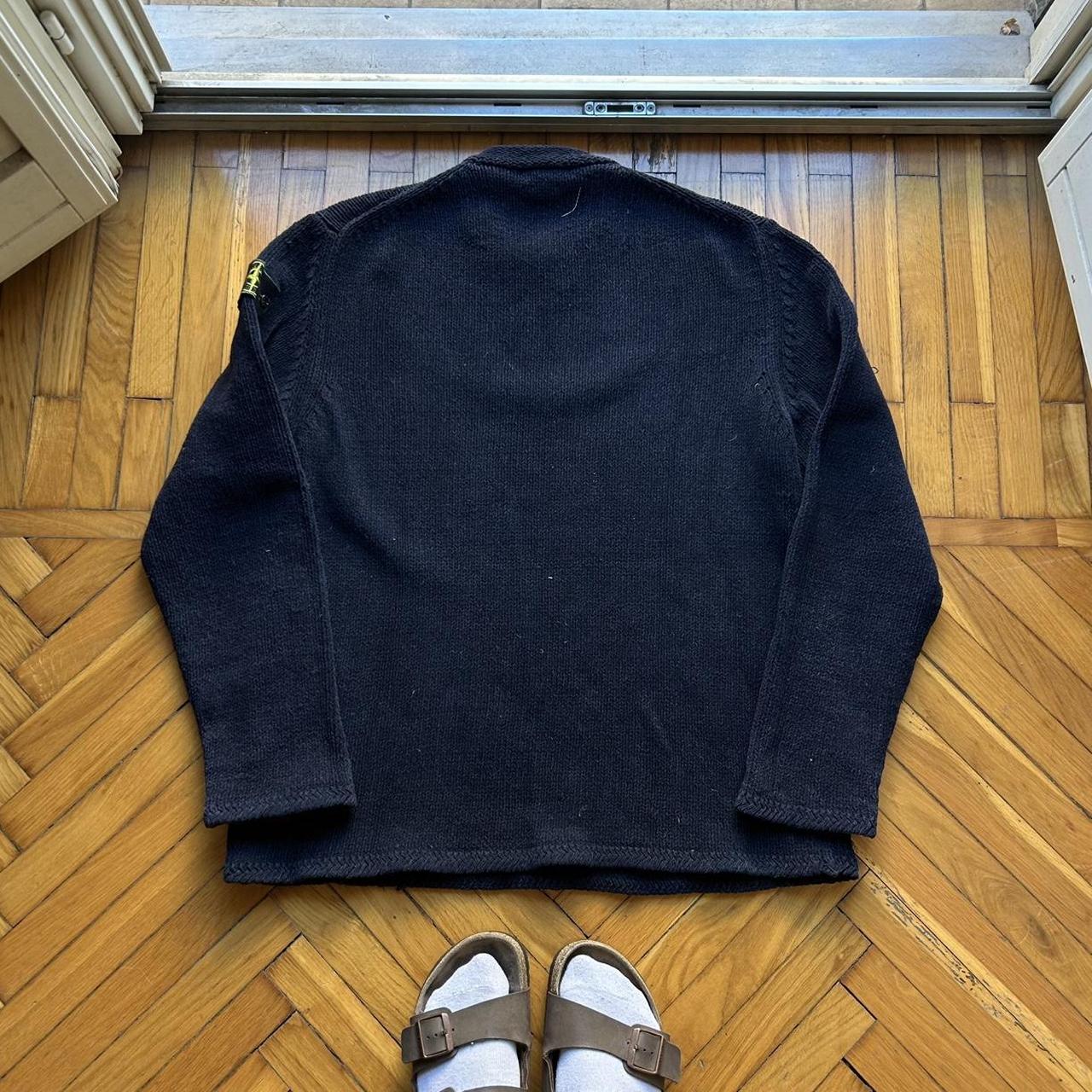 A/W 1998 Stone Island Chenille Knitted Jumper Navy XL