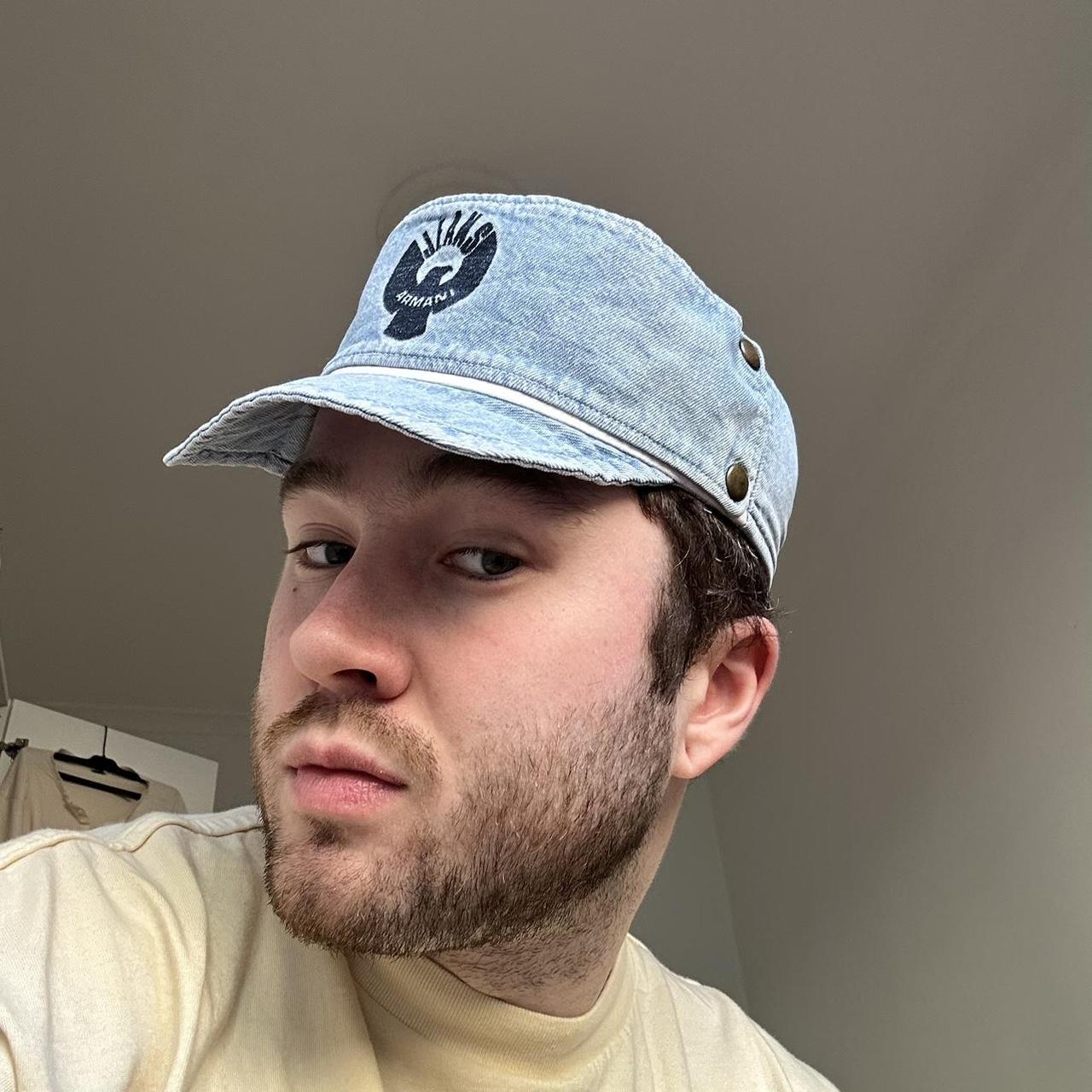 1990s Armani Jeans Light Denim Cap Blue OS