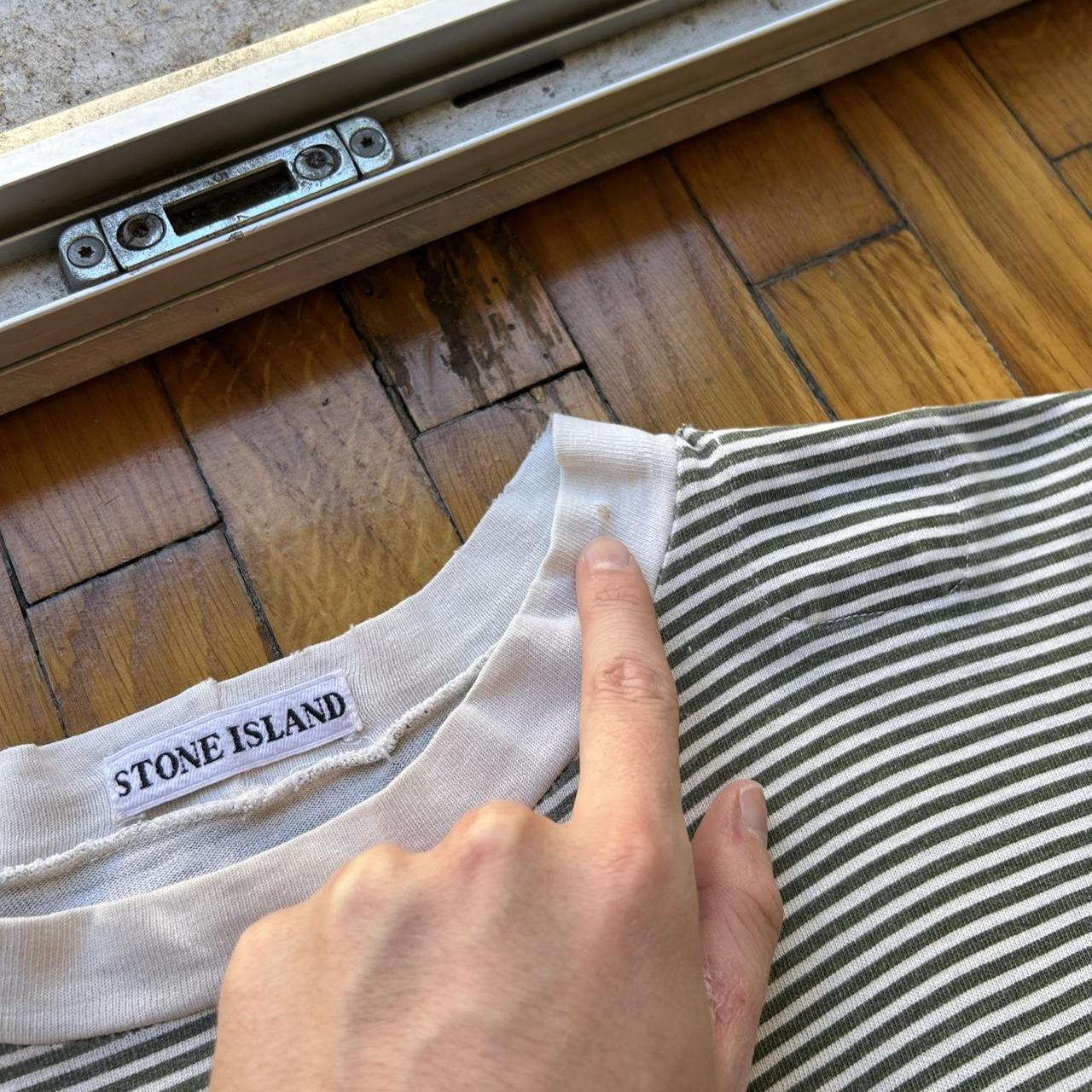 1980s Stone Island T Shirt Striped Green XL