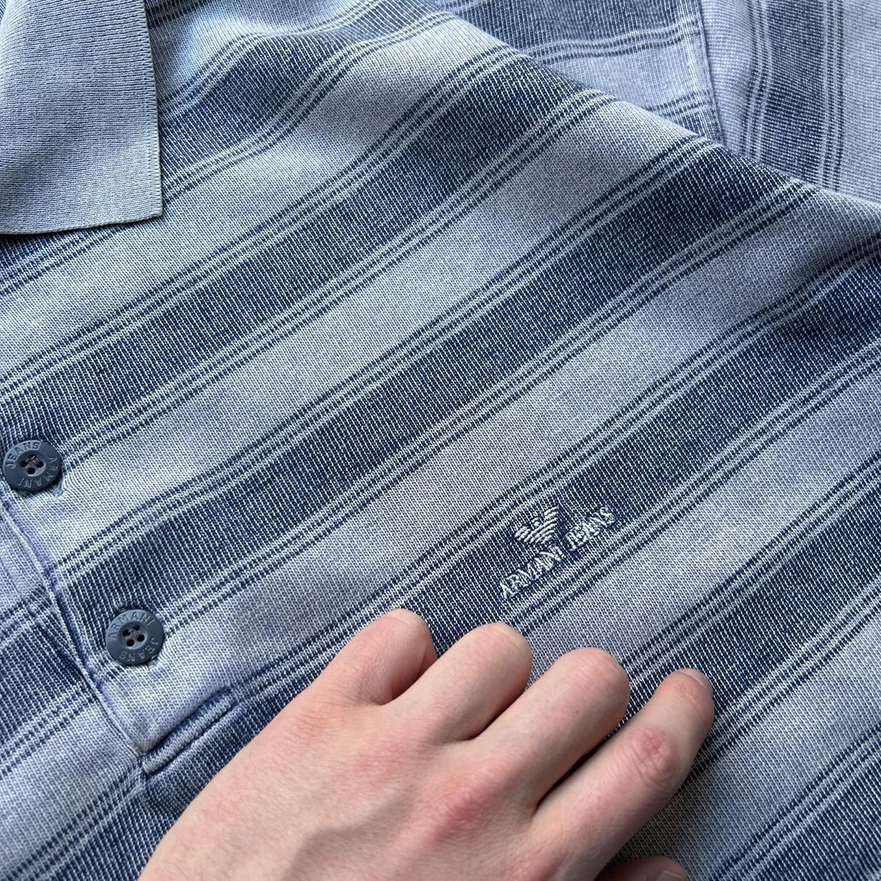 1990s Armani Jeans Stonewashed Polo Shirt Striped L