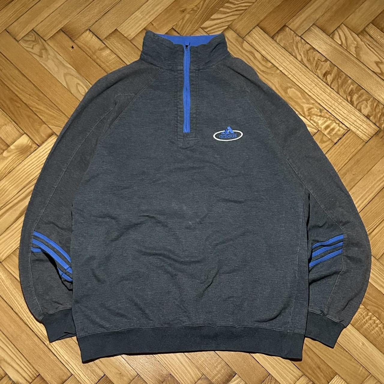 2000s Adidas Q Zip Sweatshirt Grey L
