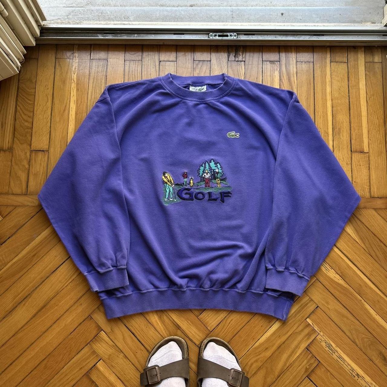 1990s Lacoste Golf Sweatshirt Purple XXL