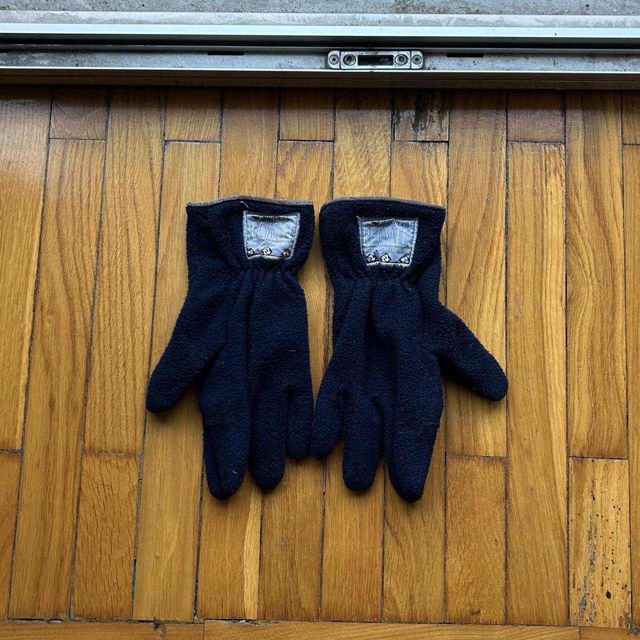 1990s Armani Jeans Fleece Gloves Navy OS