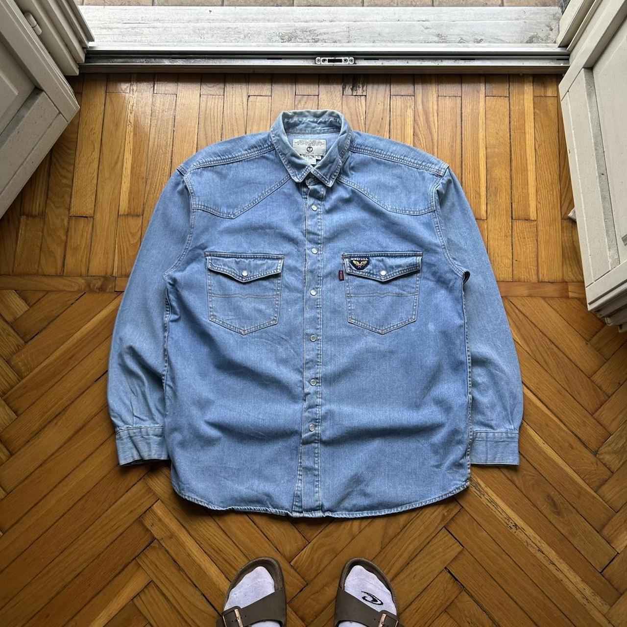 1990s Avirex Denim Shirt Blue XL
