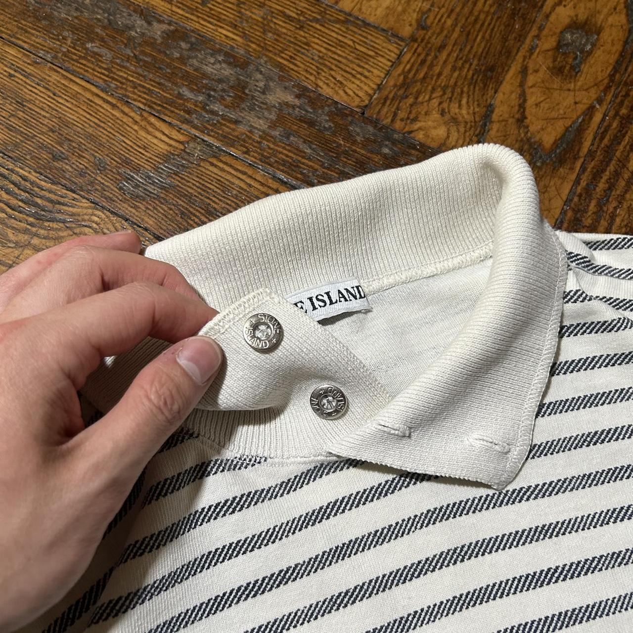 1988 Stone Island Striped Polo Shirt L