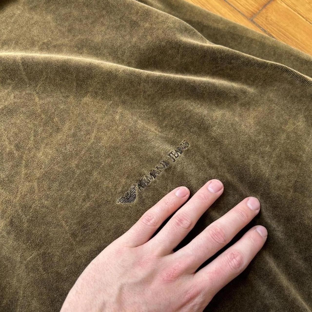 1990s Armani Jeans Velour Sweatshirt Khaki L