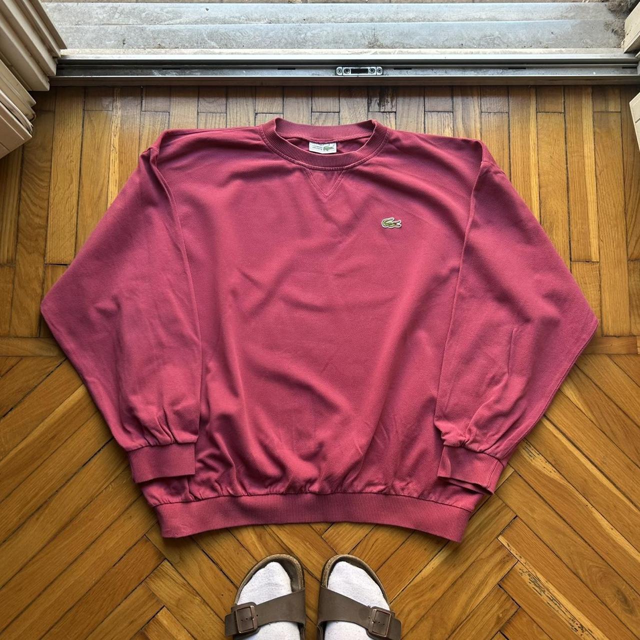 1990s Lacoste Chemise Sweatshirt Burgundy XXL