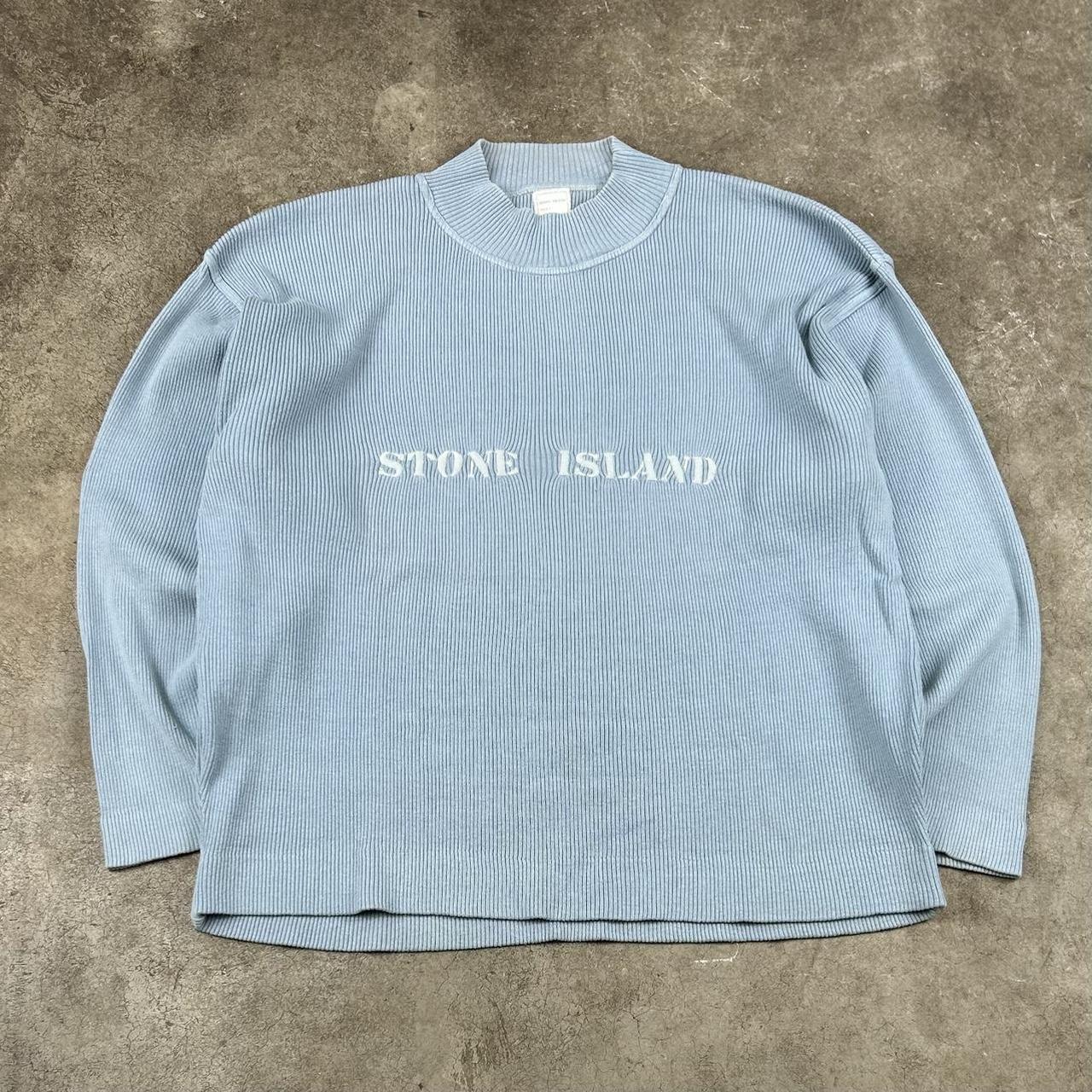 Vintage Stone Island Cotton Knitted Jumper Blue XL