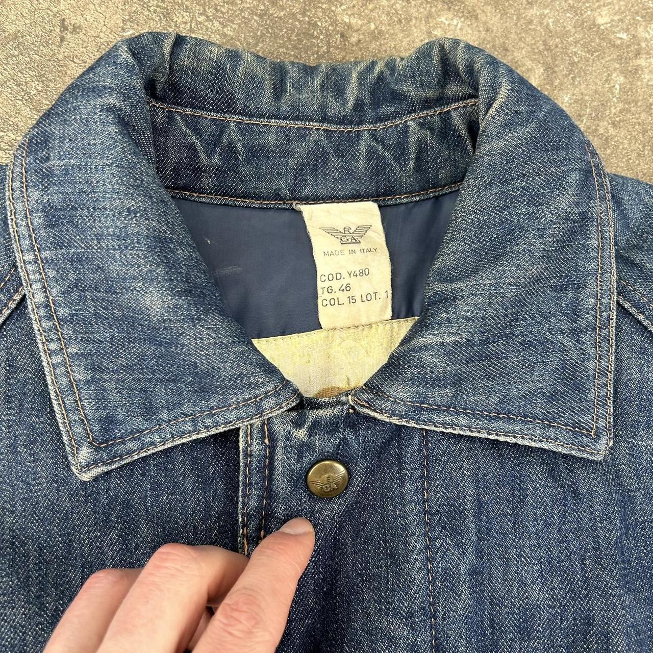 1980s Armani Denim Trench Coat Blue L