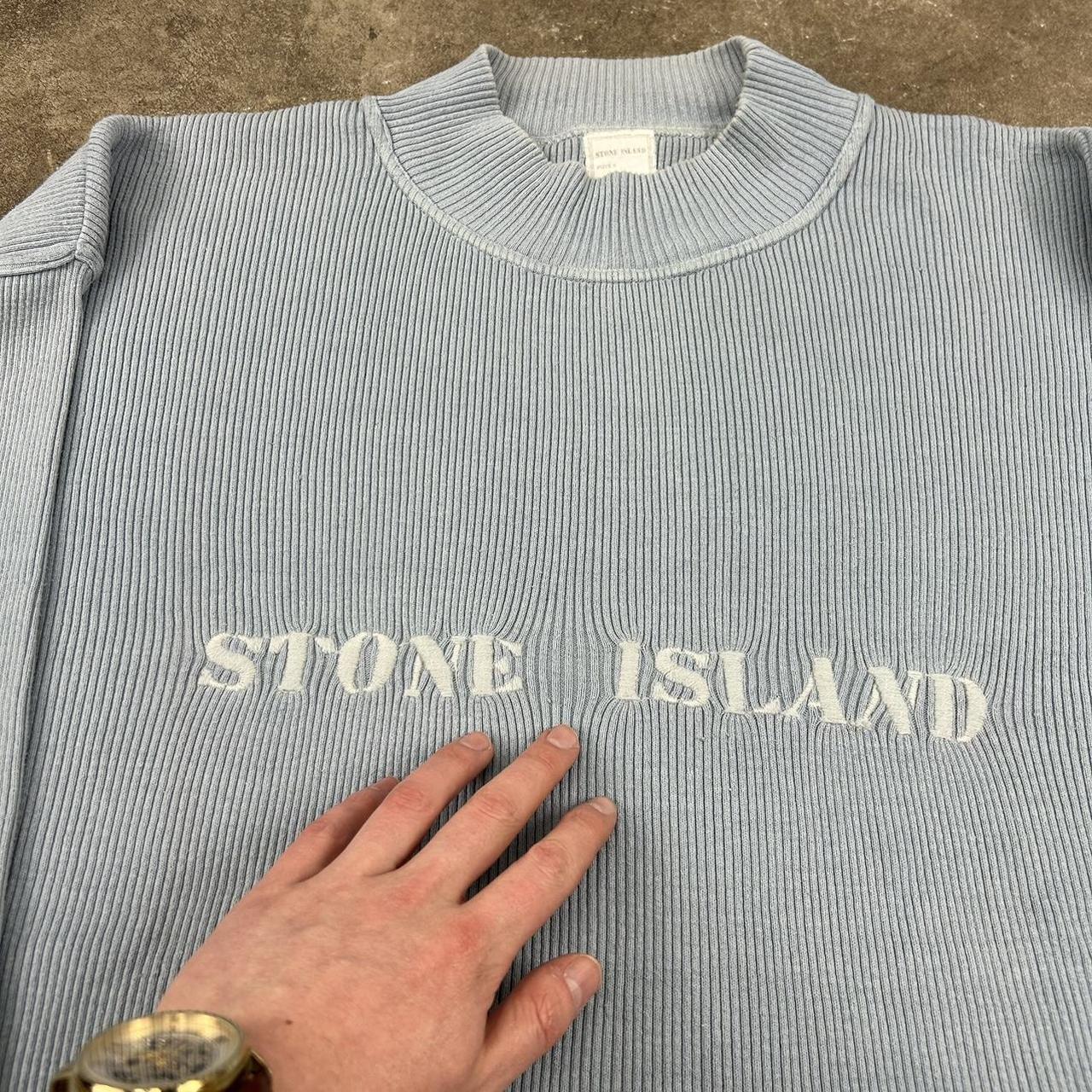 Vintage Stone Island Cotton Knitted Jumper Blue XL