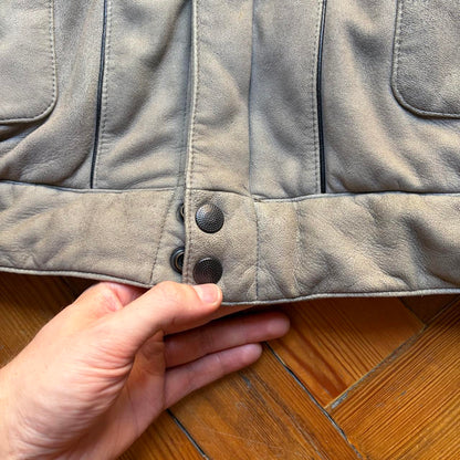 1980s Valentino Pelle Jacket Grey M