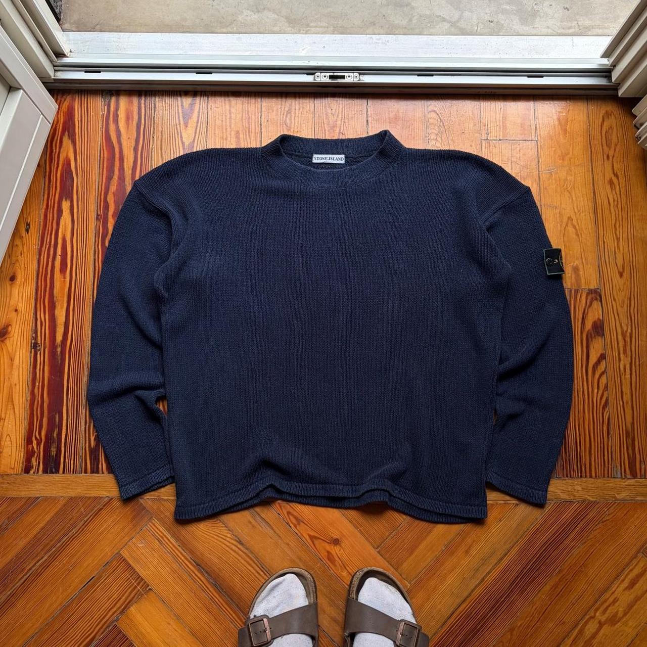 1980s Stone Island Silk Knitted Jumper Navy M