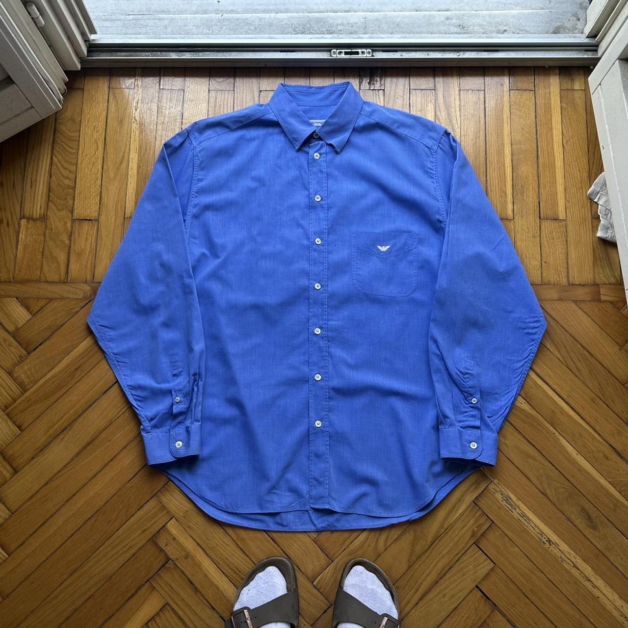 1990s Emporio Armani Shirt Blue XL