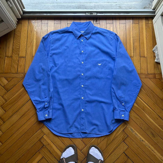 1990s Emporio Armani Shirt Blue XL