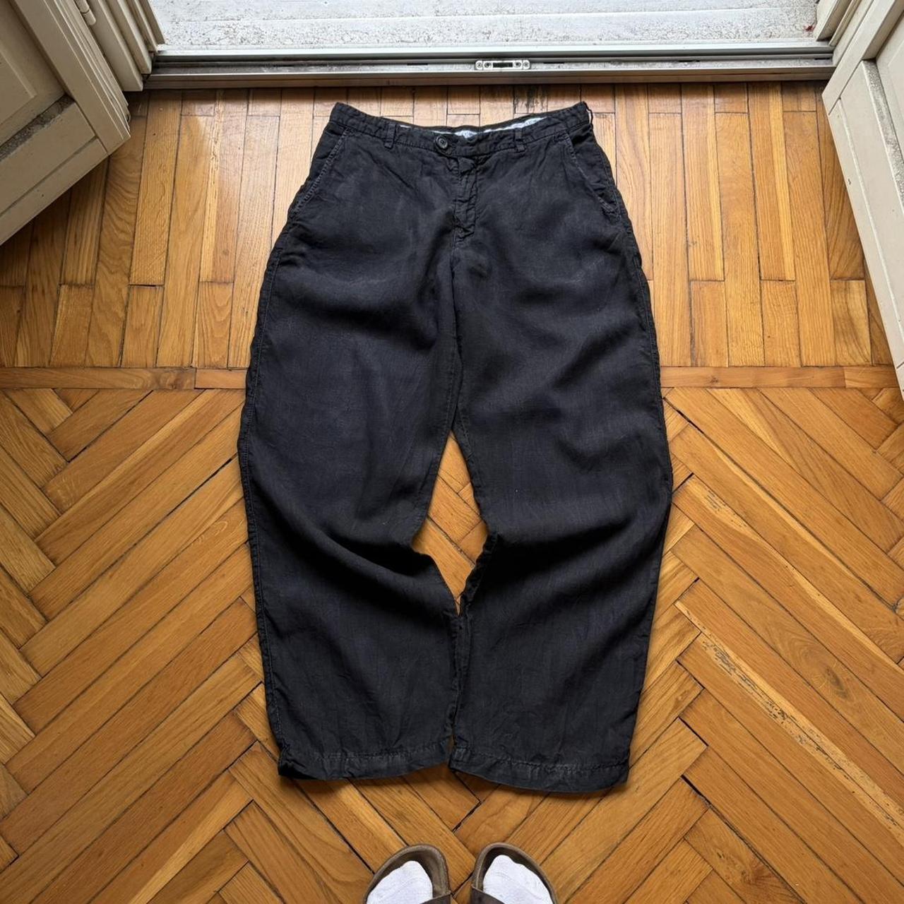 2000s Armani Jeans Linen Trousers Black 30W 30L
