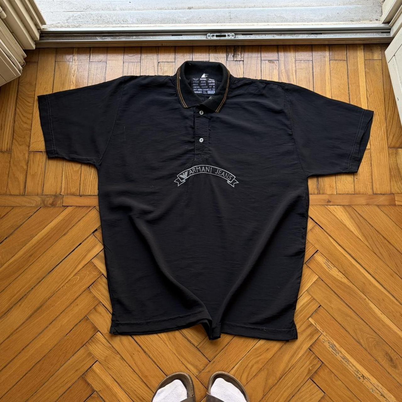 1990s Armani Jeans Polo Shirt Black M