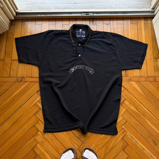 1990s Armani Jeans Polo Shirt Black M