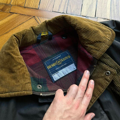 1990s Henri Lloyd Waxed Jacket Black XL