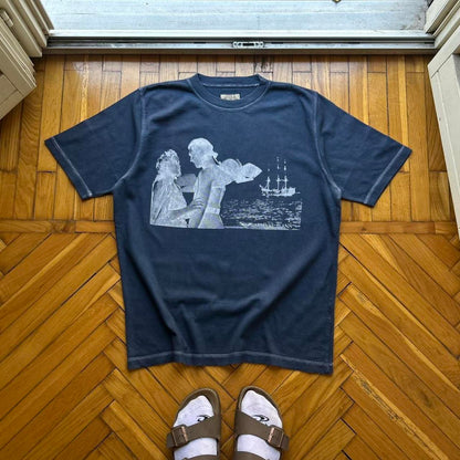 1990s Armani Jeans Graphic T Shirt Navy L