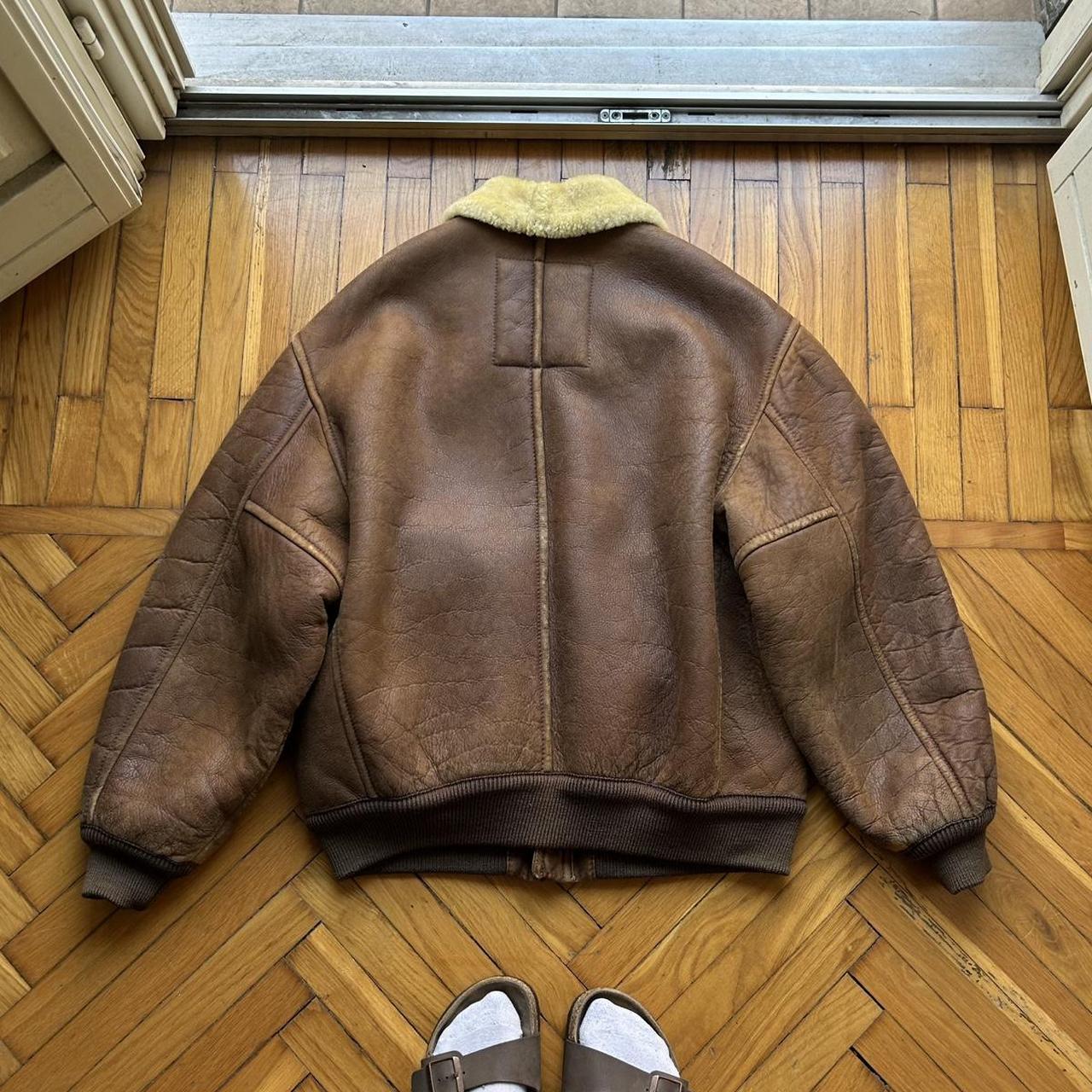 1980s Emporio Armani Leather Shearling Jacket L