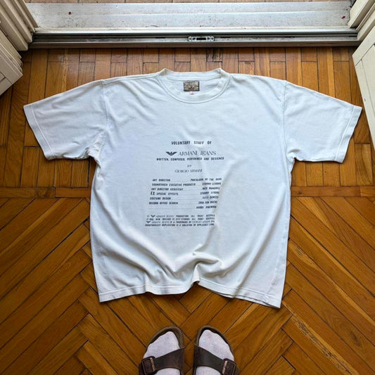 1980s Armani Jeans Staff Graphic T Shirt XL