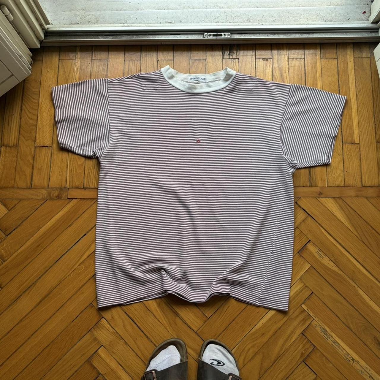 1990s Stone Island Striped T Shirt L