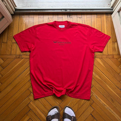 1990s Armani Jeans Basic T Shirt Red XL
