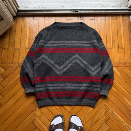 1980s CP Company Pattern Knitted Jumper L