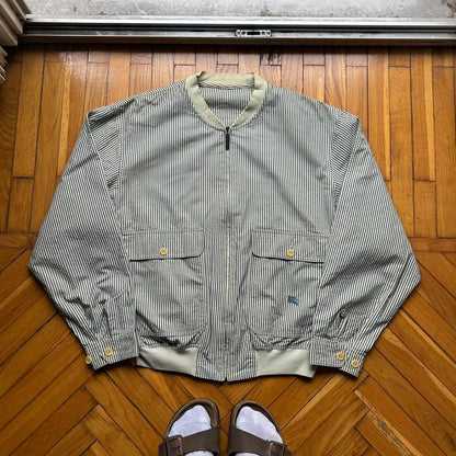 1990s Burberry Pinstriped Bomber Jacket M