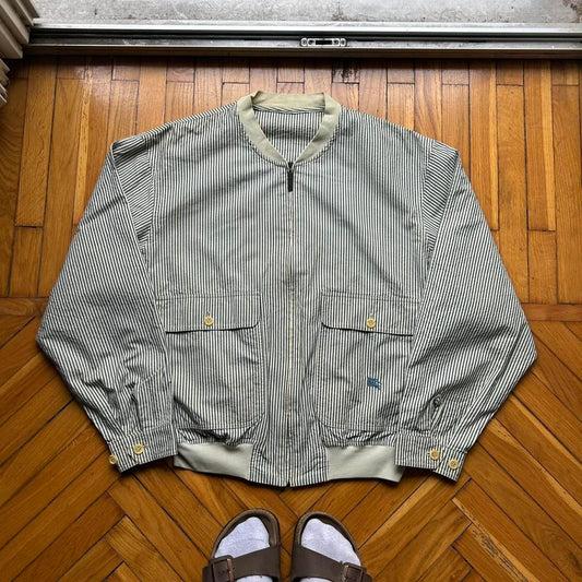 1990s Burberry Pinstriped Bomber Jacket M