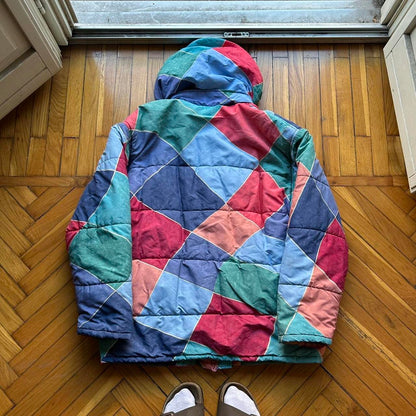 1990s Armani Jeans Multicoloured Puffer Jacket XL