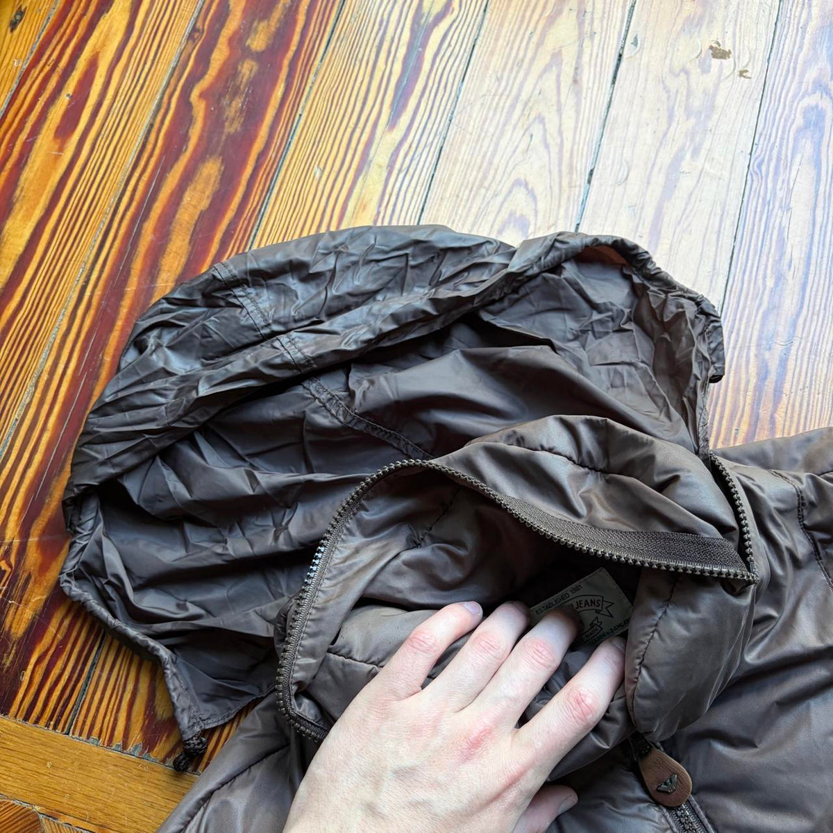 1990s Armani Jeans Puffer Jacket Brown XL