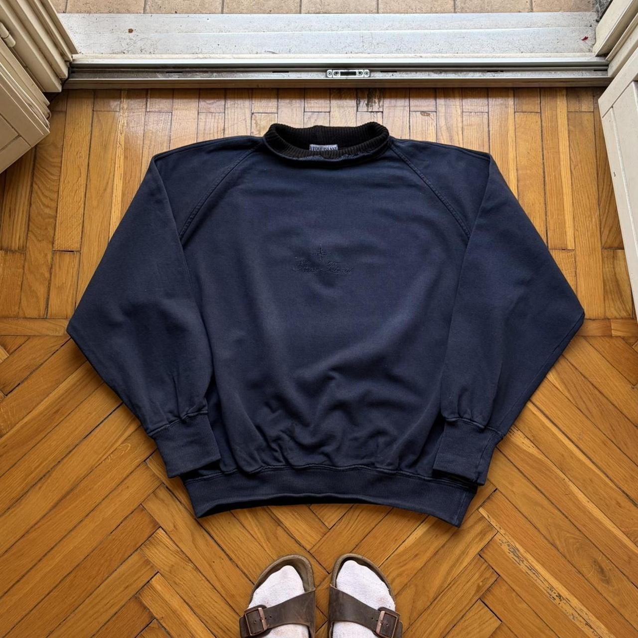 1980s Stone Island Script Sweatshirt Navy XL