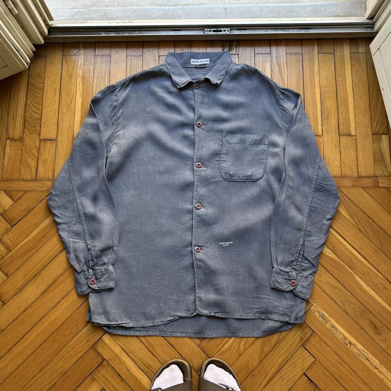 S/S 1996 Stone Island Marina Linen Shirt Grey M
