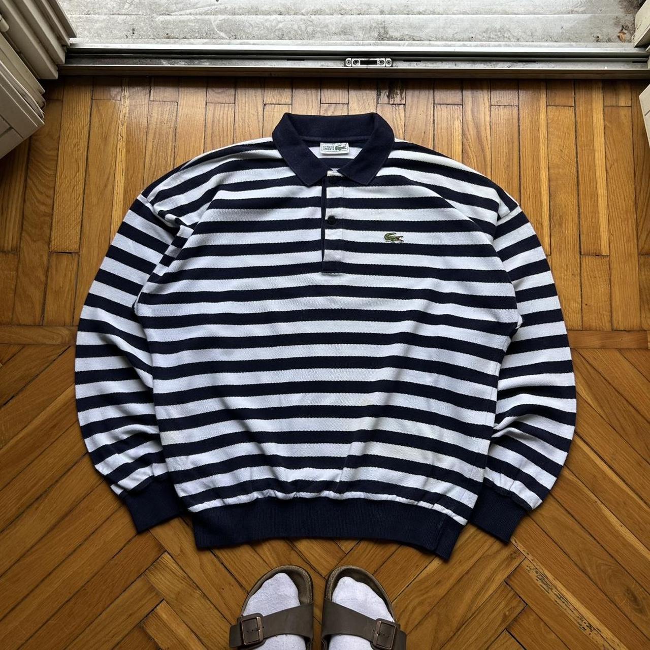 1990s Lacoste Chemise Striped Sweatshirt XL