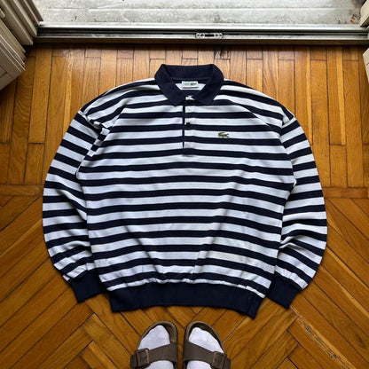 1990s Lacoste Chemise Striped Sweatshirt XL