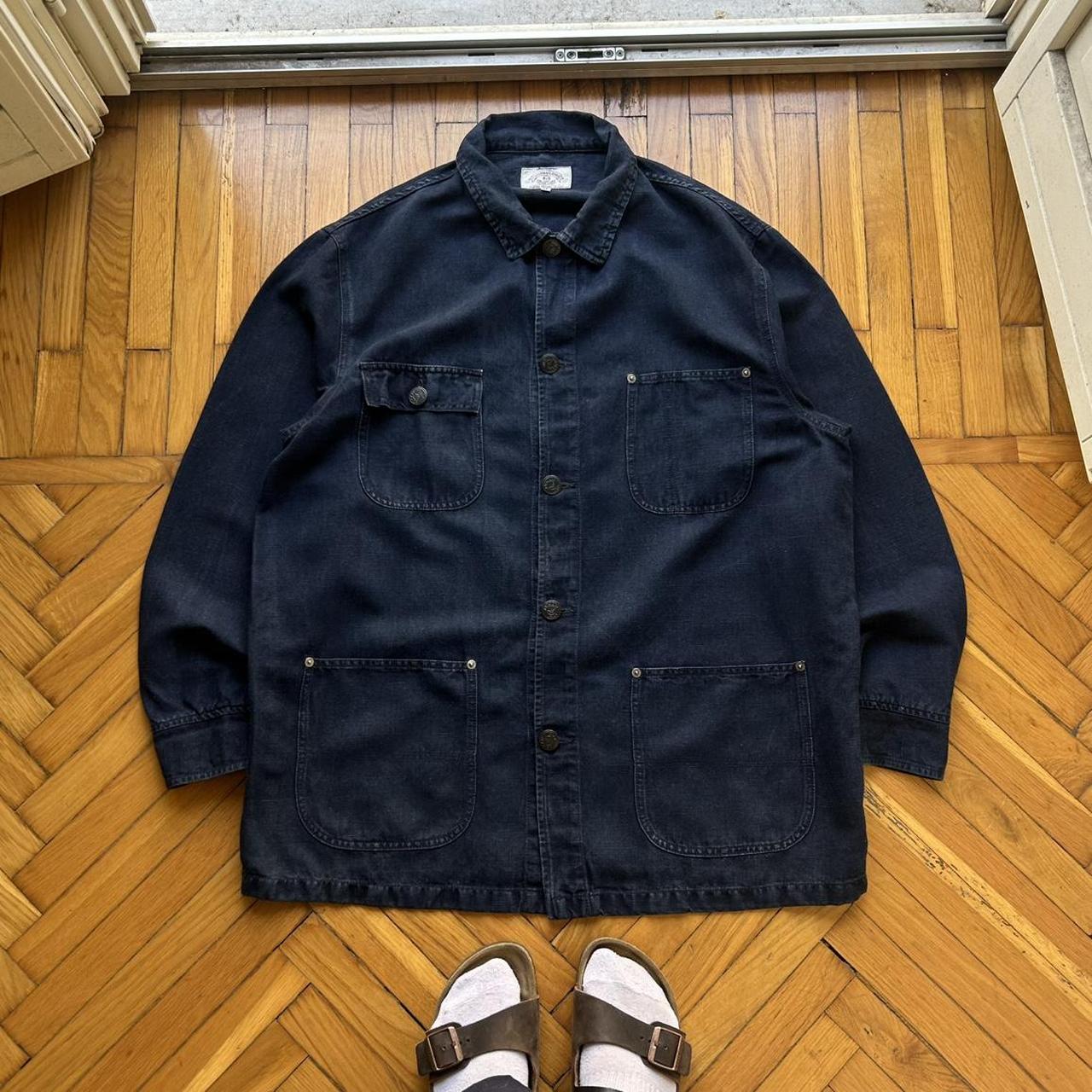 1990s Armani Jeans Cotton & Linen Jacket Navy XL