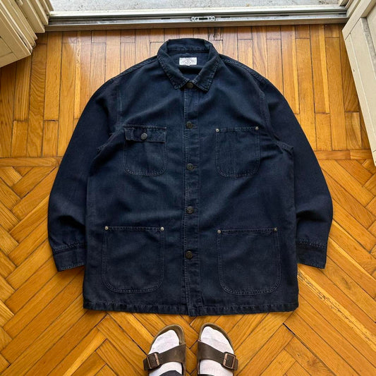1990s Armani Jeans Cotton & Linen Jacket Navy XL