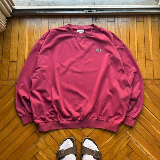 1990s Lacoste Chemise Sweatshirt Burgundy XXL